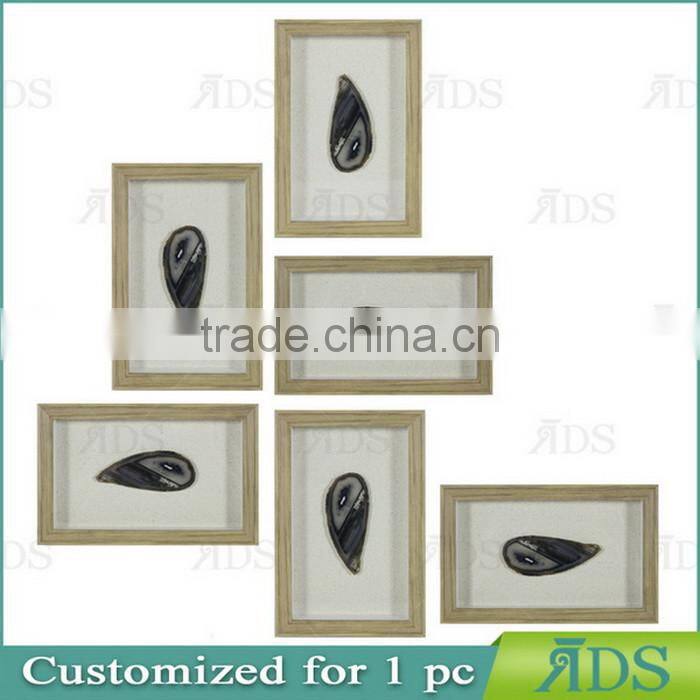 Shadow Box Wall Decor with Encasing Colorful Natural Agate Under Glass