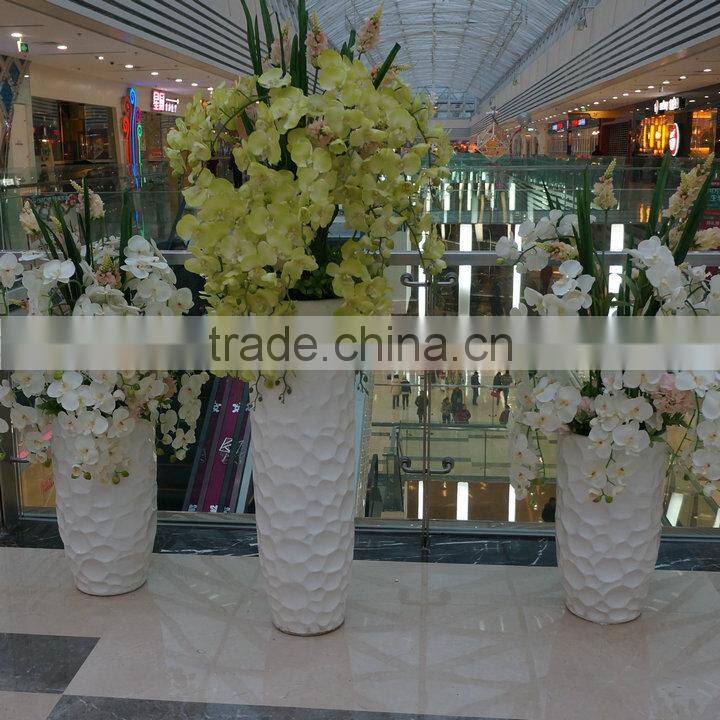 White fiberglass flowerpot