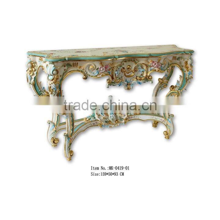 Hand Drawing Room Furniture Baroque Style Hallway Console Table and Mirror
