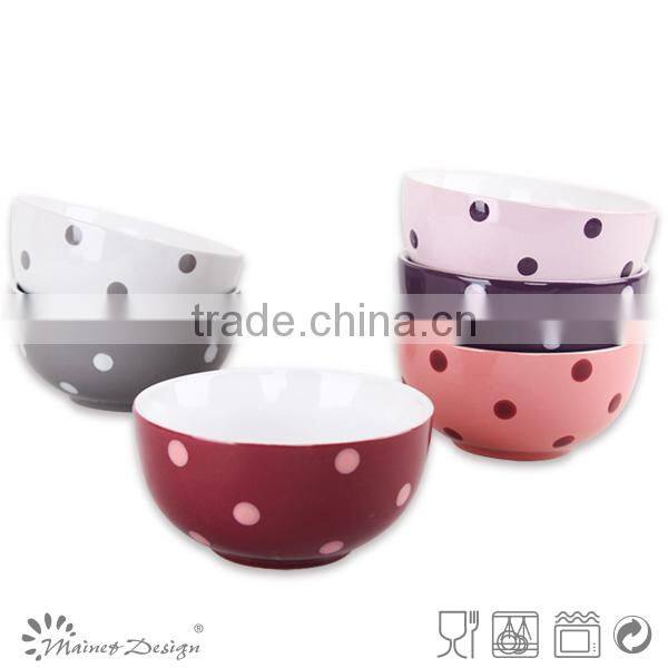 solid glaze ceramics cereal bowl with dot