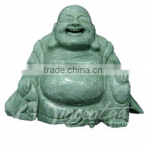 Wholesale home decoration hand craved laughing green jade buddha statue