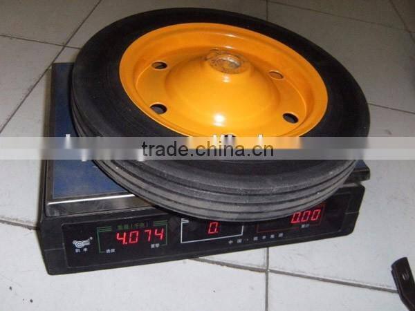Solid rubber wheel with metal rim 13x3/14x4 size