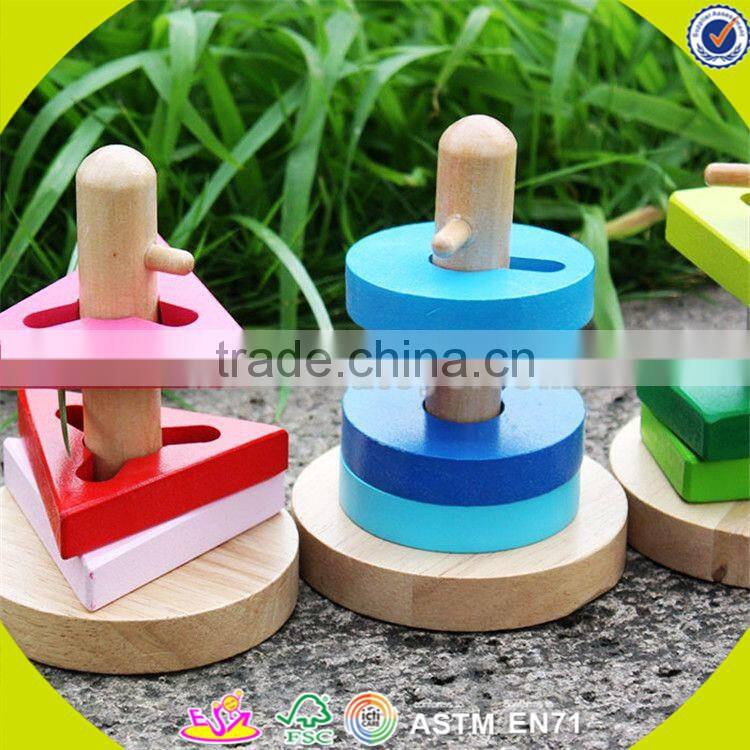 wholesale hot baby wooden stacking geometric blocks game new fashion kids wooden stacking geometric blocks toy W13E068
