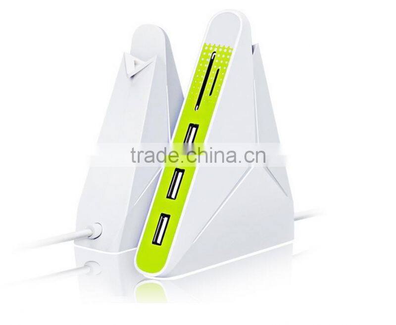 High Speed Multifunctional USB 2.0 Splitter 5 ports USB Hub SD MS TF M2 Multi-card Universal Card Reader