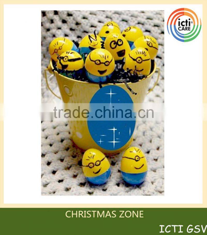 2015 hot holiday crafts plastic yellow easter egg forchildren's gift from dongguan icti manufacturer