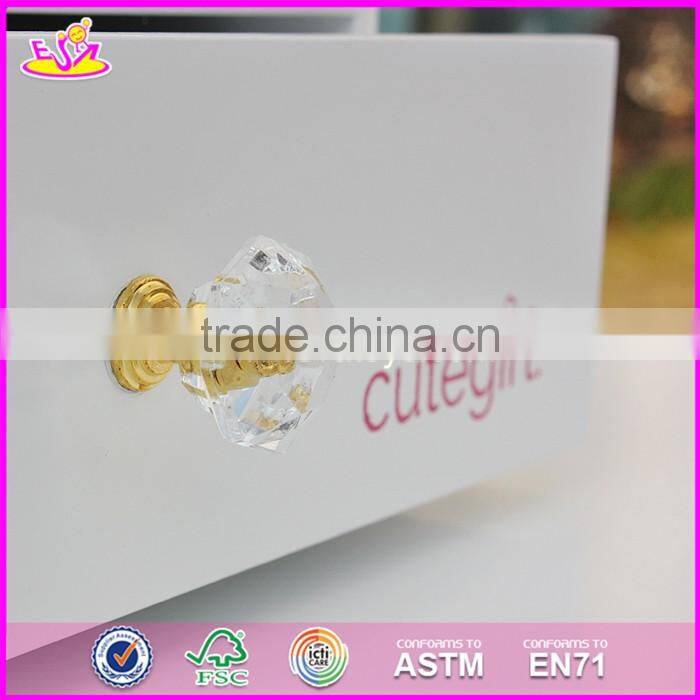 2017 New design youth bedroom white solid wooden dressing table chair W08H072