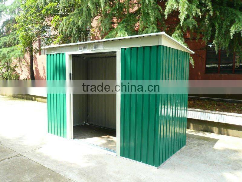 6x4ft cream and green garden shed with pentroof