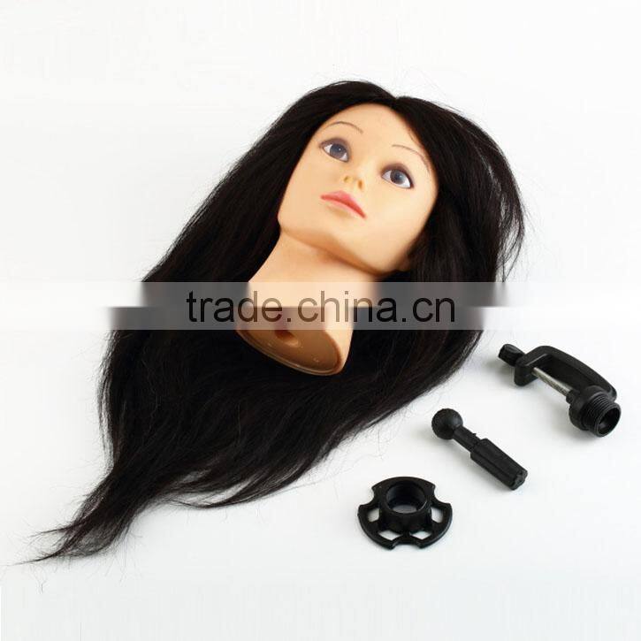 Real Human Hair Hairdressing Training Head With Clamp Salon Mannequin Head