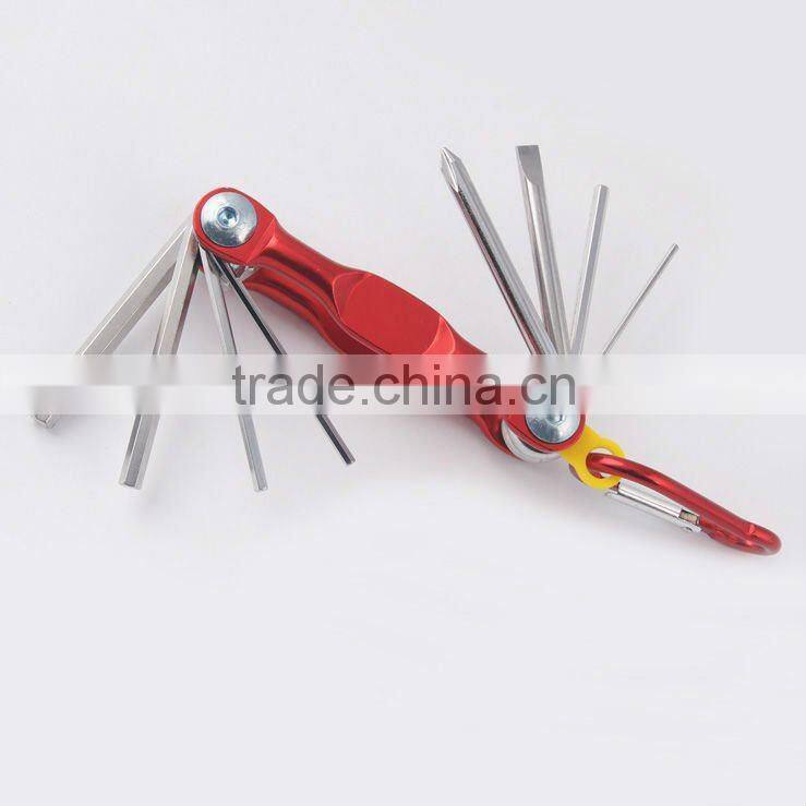 2014 new Stock pocket mini multi aluminium oxide promotion bike keychain tools 606-8