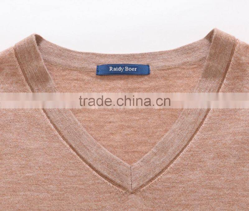 2016 classic sweater 100%wool v sharp neck