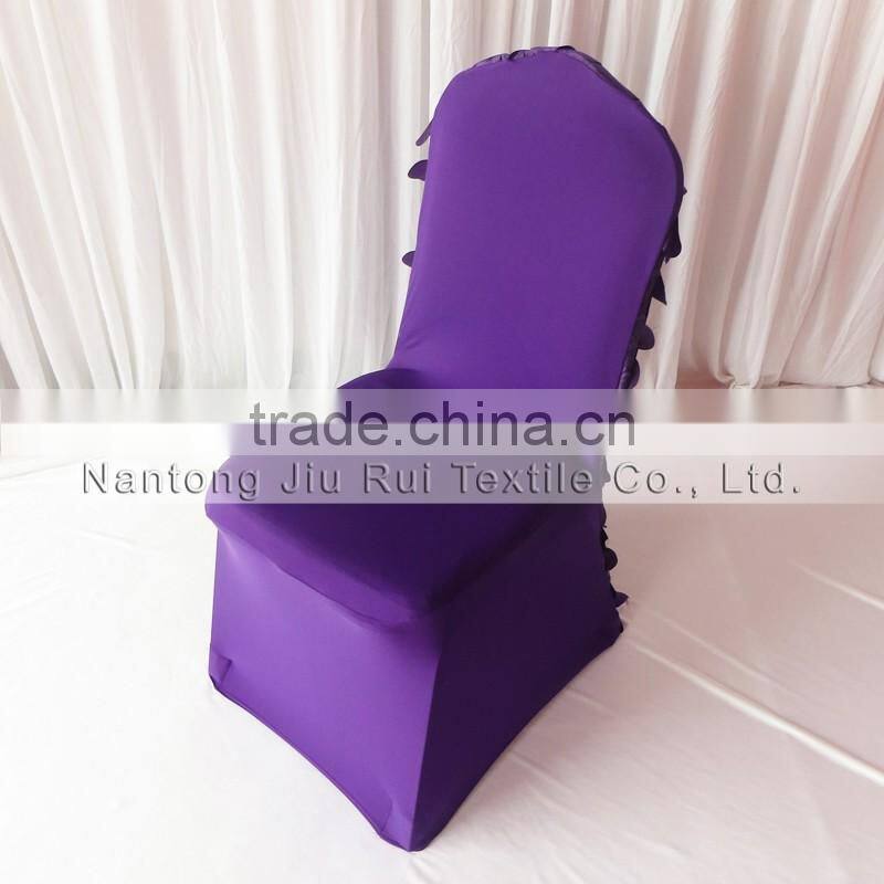 2016 New Design 3D Ruffled Wafer & Leaf Shape Taffeta Back Stretchy Lycra Chair Cover 100PCS For Sale