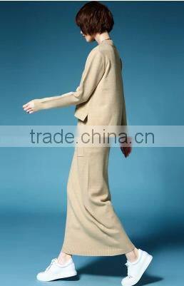 2016 New Latest Spring Autumn Women 2 Pieces Suits Loose Sweater Pullover Plus Skirt