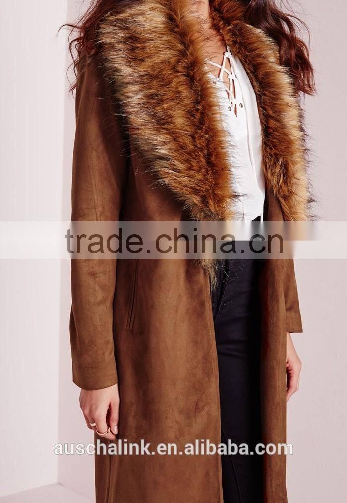 best selling high quality lady faux suede oversized winter coat 2016