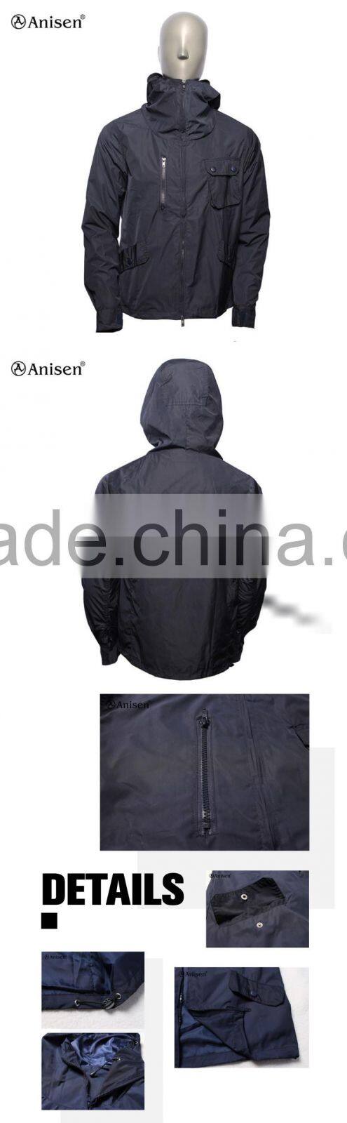 taslon nylon men's waterproof and breathable blue jacket