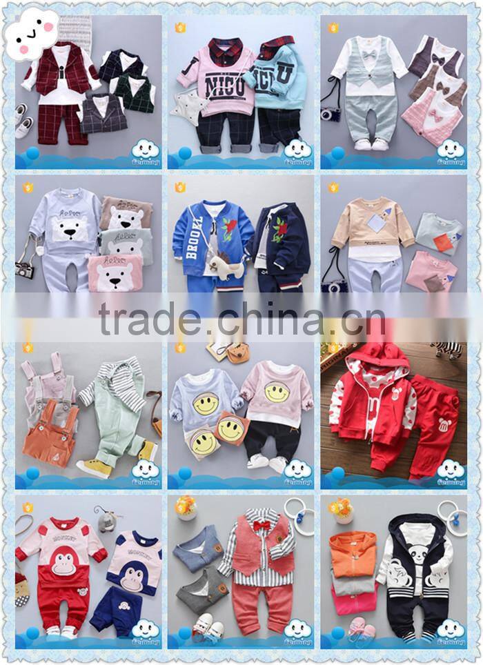AS-409B 2017 children's clothing long sleeve t shirt+denim pants organic cotton baby clothing in india