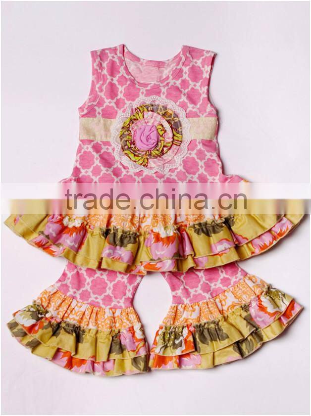 Chirstmas outfit red stripe top and ruffle pants christmas clothing set christmas outfit