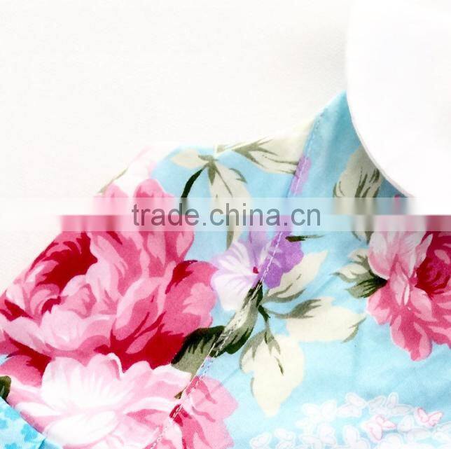 Vintage Round Collar Floral Girl Dress Handmade Baby Girls Dresses Frock