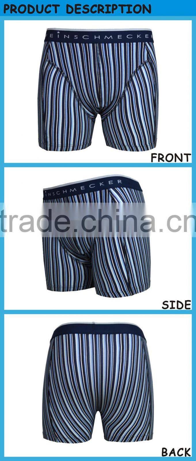 Sexy Men Cotton Short Boxers with Stripes Briefs Underwear for Man