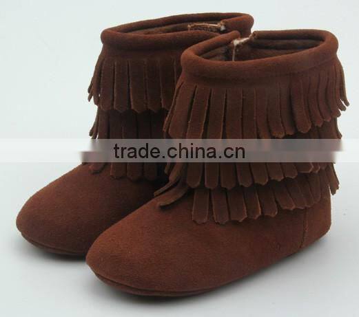 Three layers handmade lovely soft sole moccasins baby boots