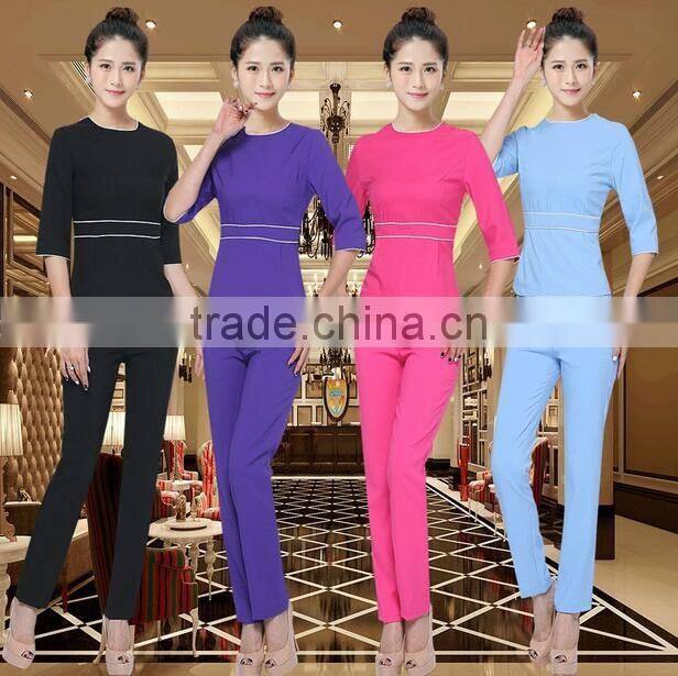Latest worker design spa/beauty working uniform unique design uniform wholesale