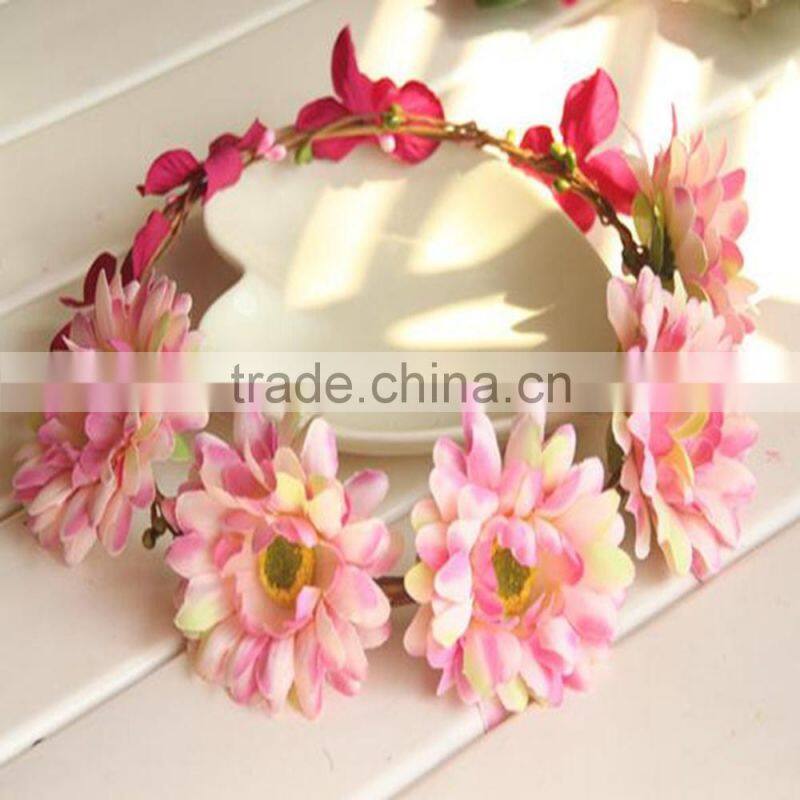 Wholesale Artifical Flora Bridal Headband Sunflower Head Wreath