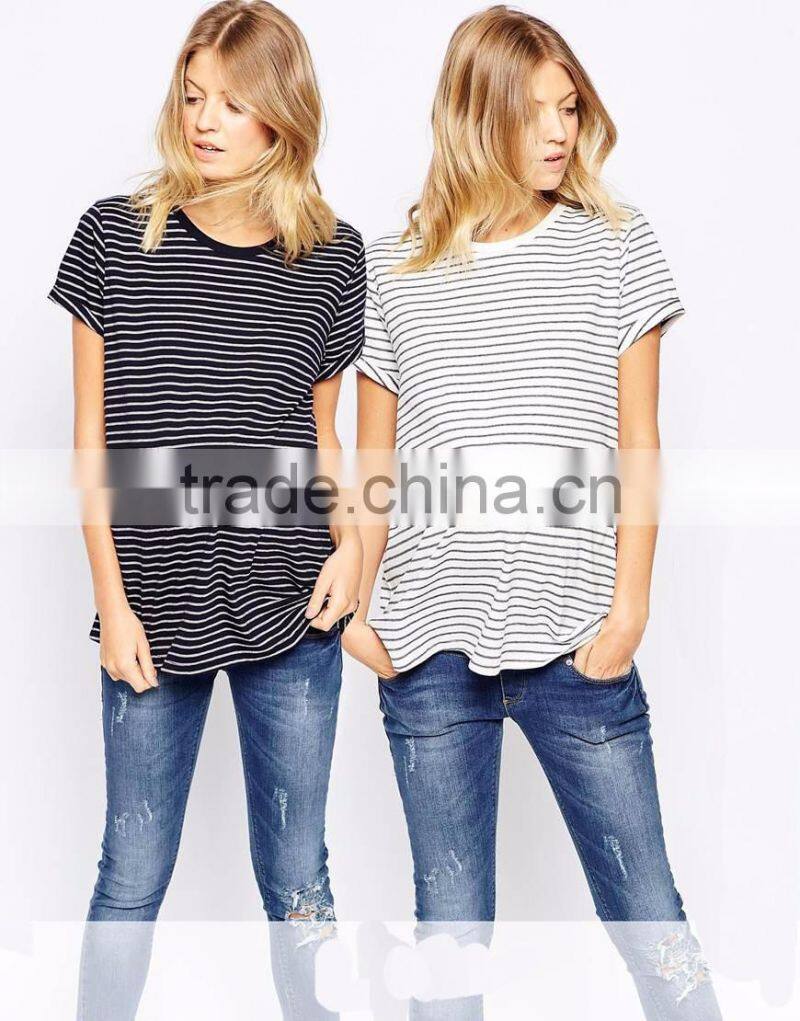 100% Cotton striped design soft-touch jersey maternity clothes t shirt for pregnancy