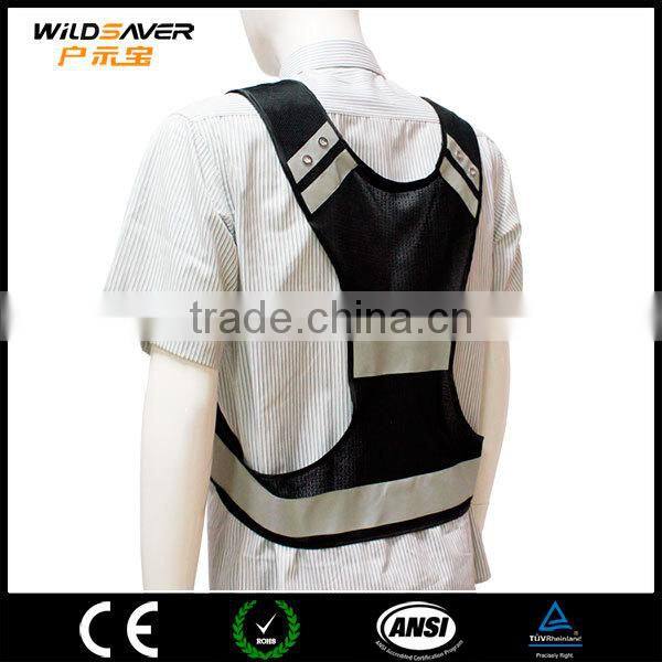 Flashing LED safety black mesh vest light up at night