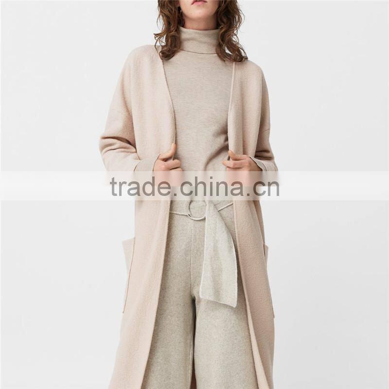 2018 winter new style Back slit Decorative trim Patch pockets oversize wool coat