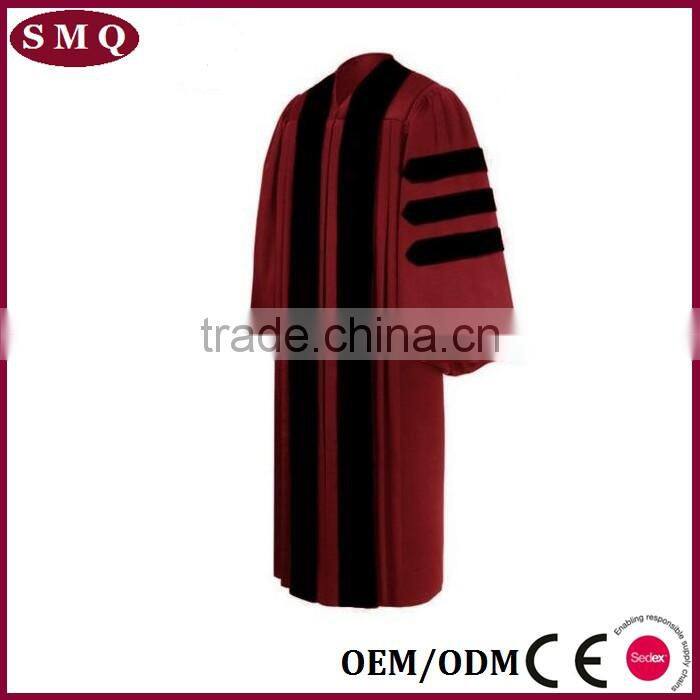 Wholesale high quality academic robes doctoral graduation gown