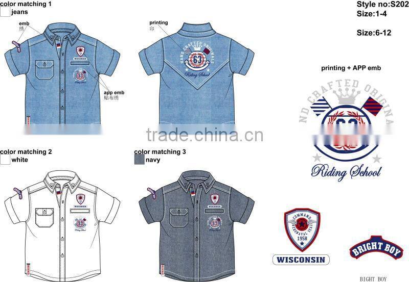 Handsome boys short sleeve design casual shirt for small boys custom wholesale