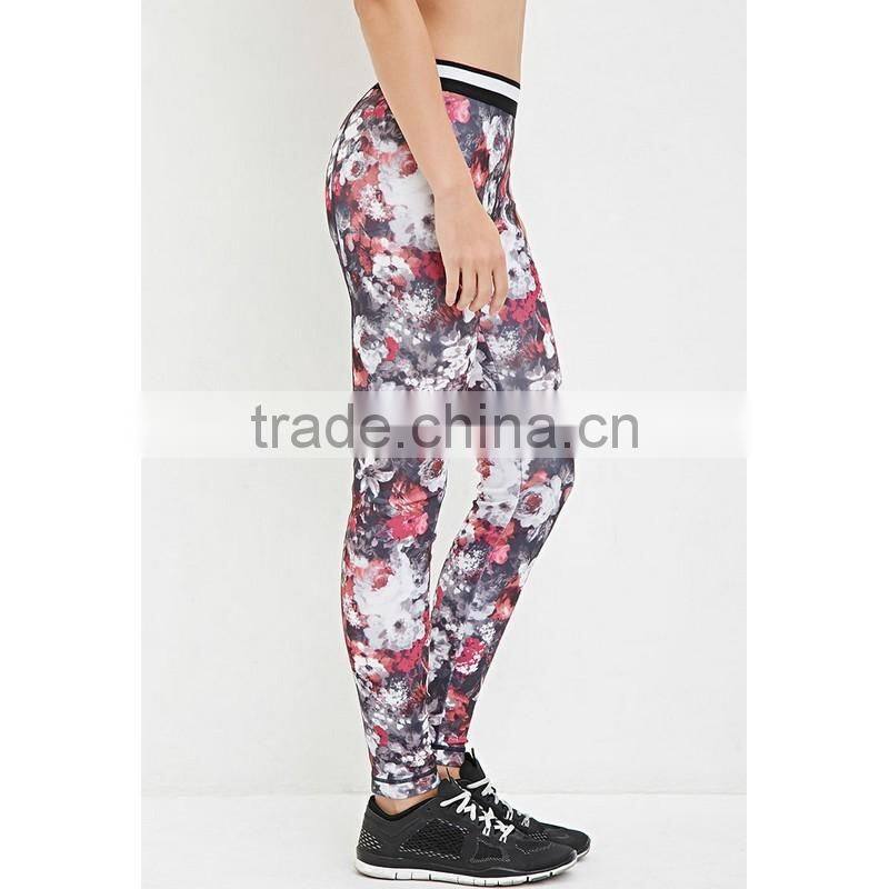 ladies sublimation print long gym wear sports yoga leggings/guangzhou trousers apparel