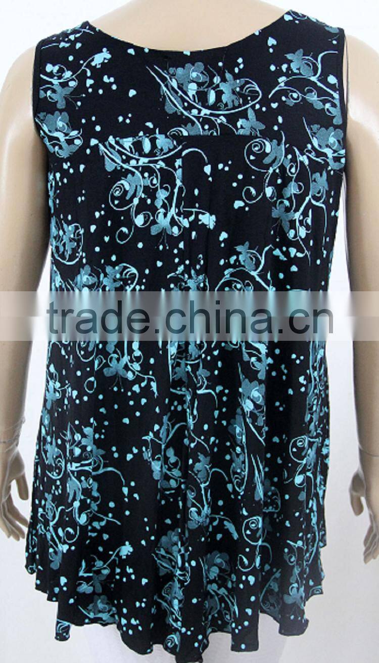 Modern style latest chiffon tops mature ladies sample blouse with flower print