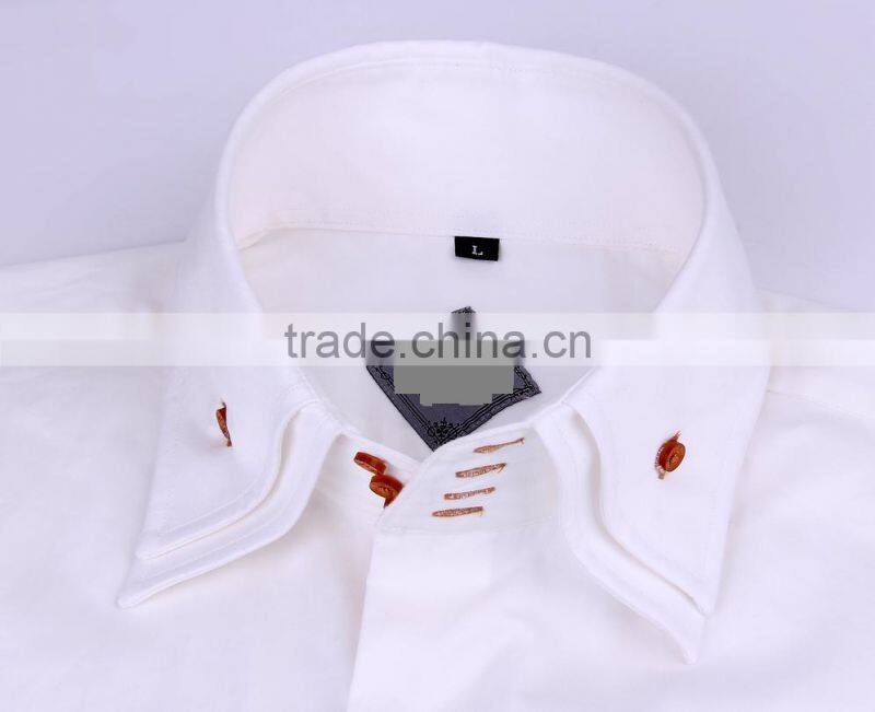 2017 new men's dress shirt with high double button-down collar