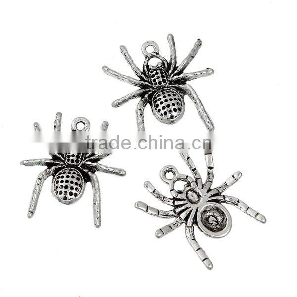Halloween Spider Animal Antique Silver Zinc Based Alloy 3D Charms