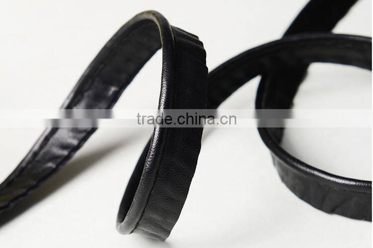 Black PU Leather Bias Tape Bias Binding Piping Cord, black bias tape