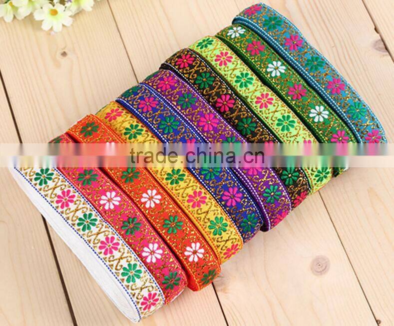 factory directly sale polyester jacquard/ethnic/embroidery ribbon for garments