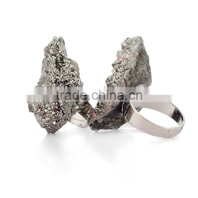 Raw Crystal Natural Stone Irregular Pendant Ring