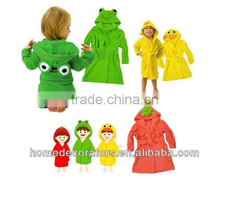 2014 100% cotton breathable animal baby bath robe/kids bath robes