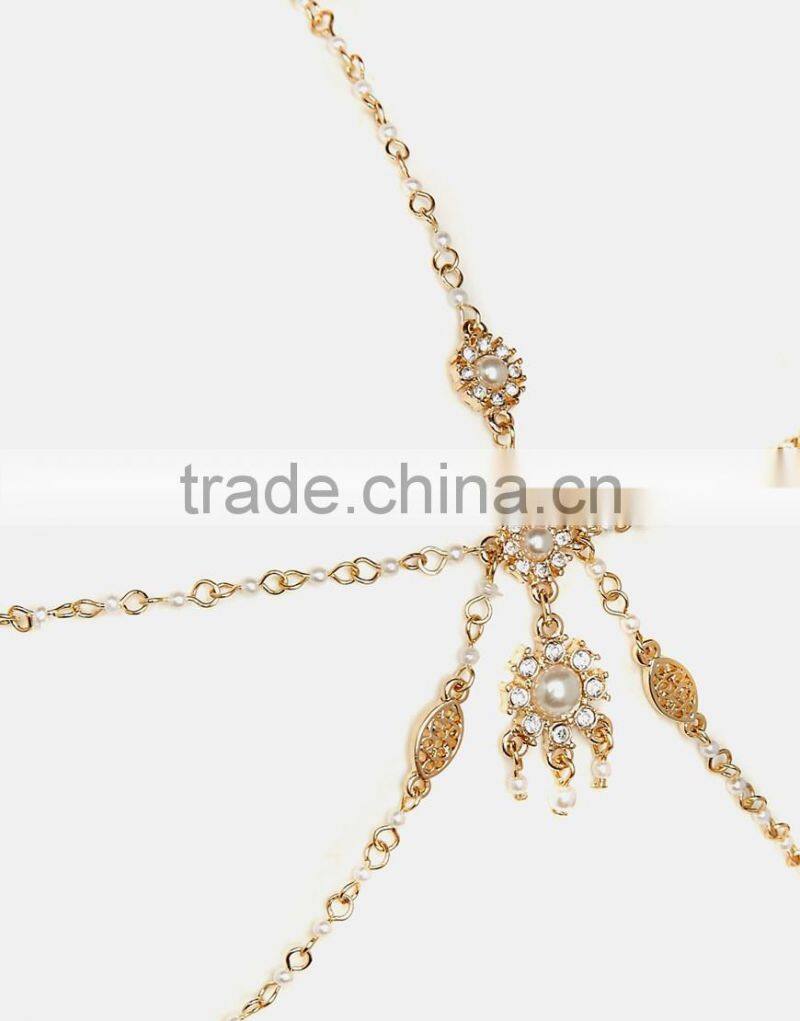 Wedding Bridal Pearl Bead Drop Rhinestone Head Chain Hair Jewelry Headpiece Headband