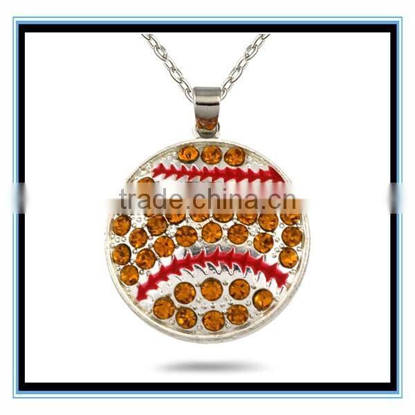 XP-MP-099335 FACTORY PRICE Wholesale softball Pendant Shape Crystal Rhinestone Heart Pendant Necklace