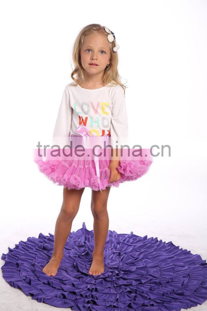 Latest kid girl clothes tulle skirt fashion star design children puffy tulle skirt