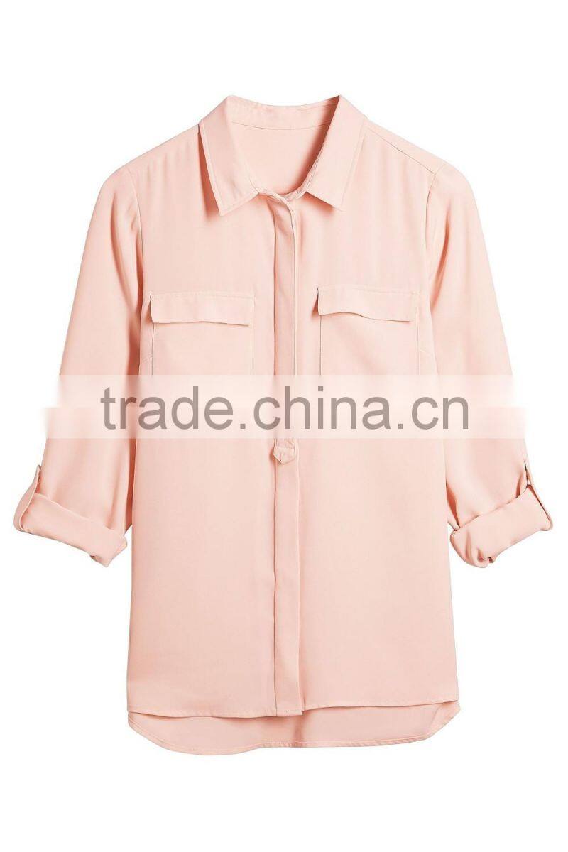 2016 new fashionable patch work blouse designs women casual blouse