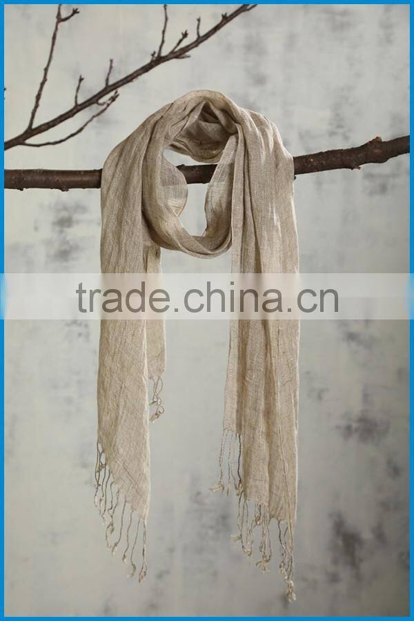 Wholesale 2017 new design lady's fashionable natural linen scarf