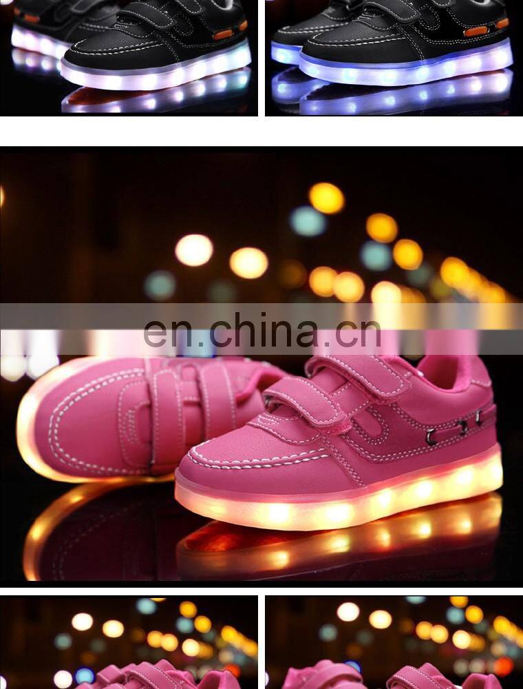 Factory wholesale new USB rechargeable kids LED luminous light shoes Children kids led shoes sneakers