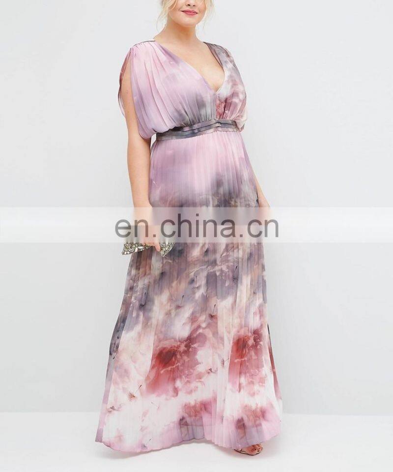 High quality ladies long pleat backless dress