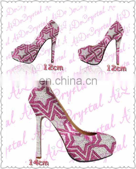 Aidocrystal Fashion high heel hidden platform shoes and bags stylish fushia pink party shoes