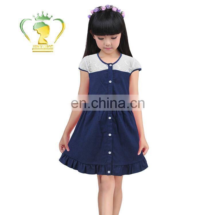 Guangzhou factory supply beautiful children baby girls denim dresses