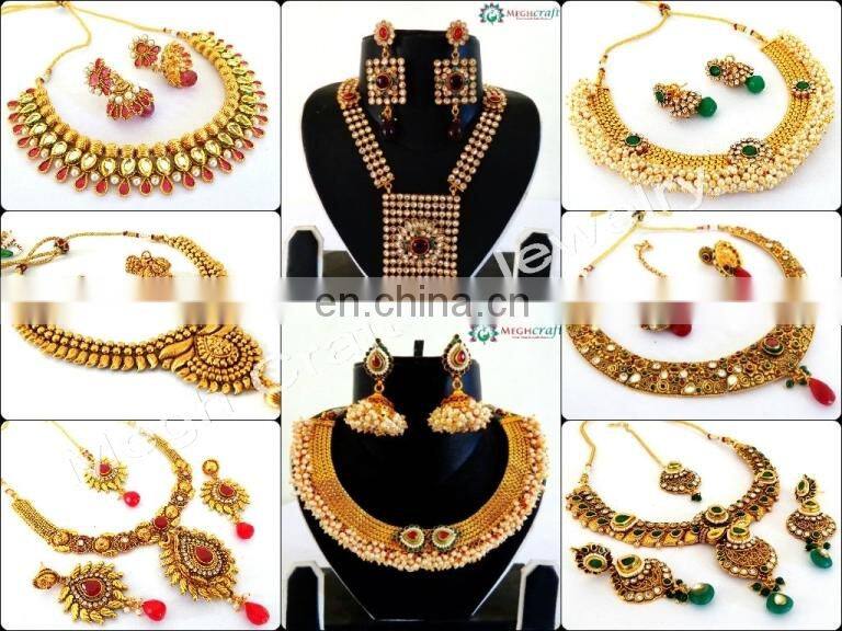 Kundan Pendant set-Indian bollywood Fashion Jewelry-wholesale Imitation Jewelry-party wear Jewellery