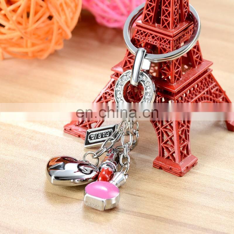 2016 Fashion Custom Metal Red Lipstick Keychain Wholesale Rhinestone Keychain