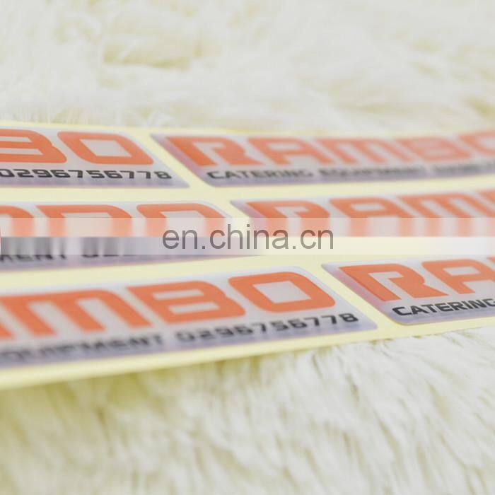 High quality customized self adhesive rectangle epoxy stickers